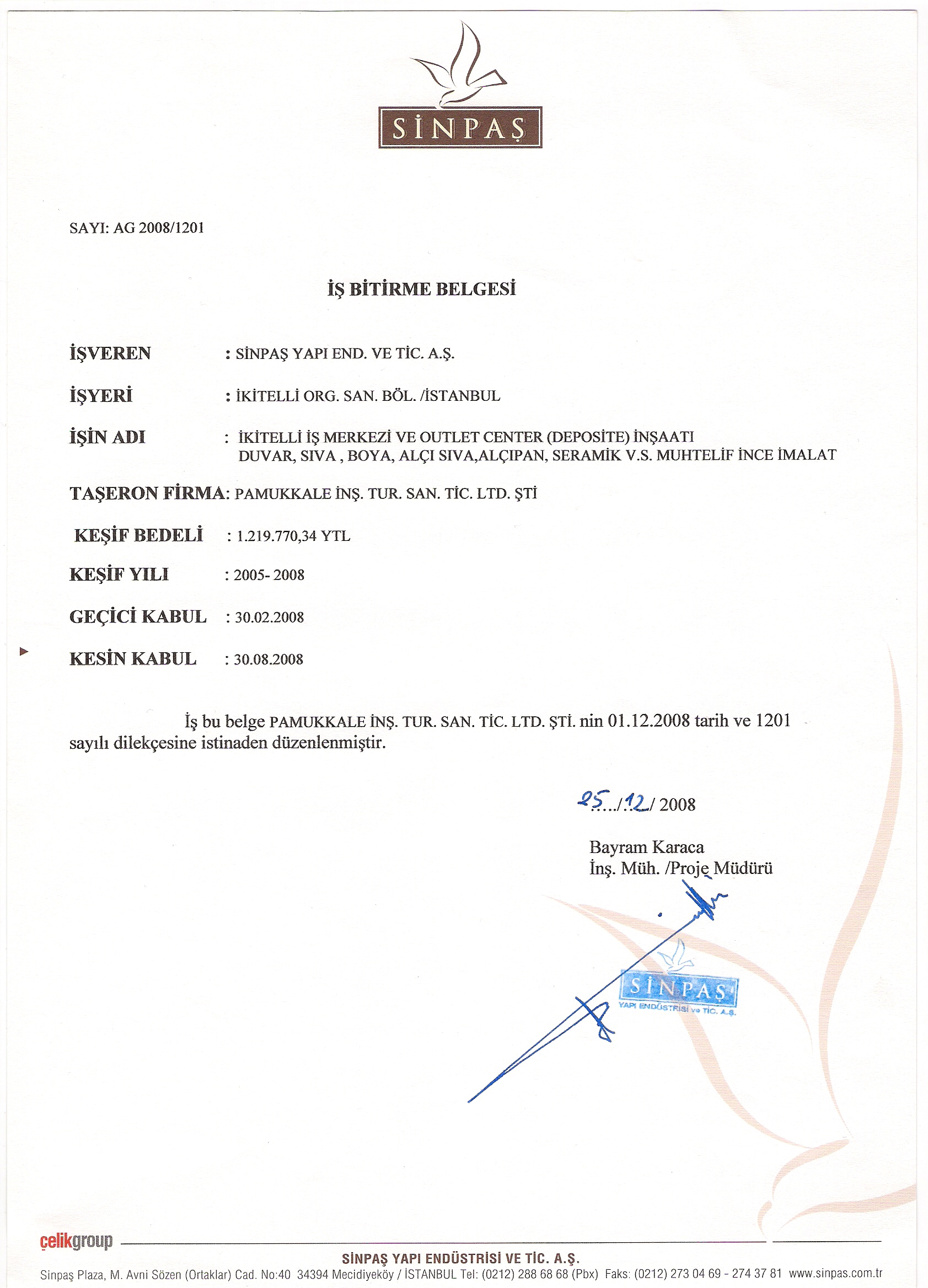 İŞ BİTİRME BELGELERİ