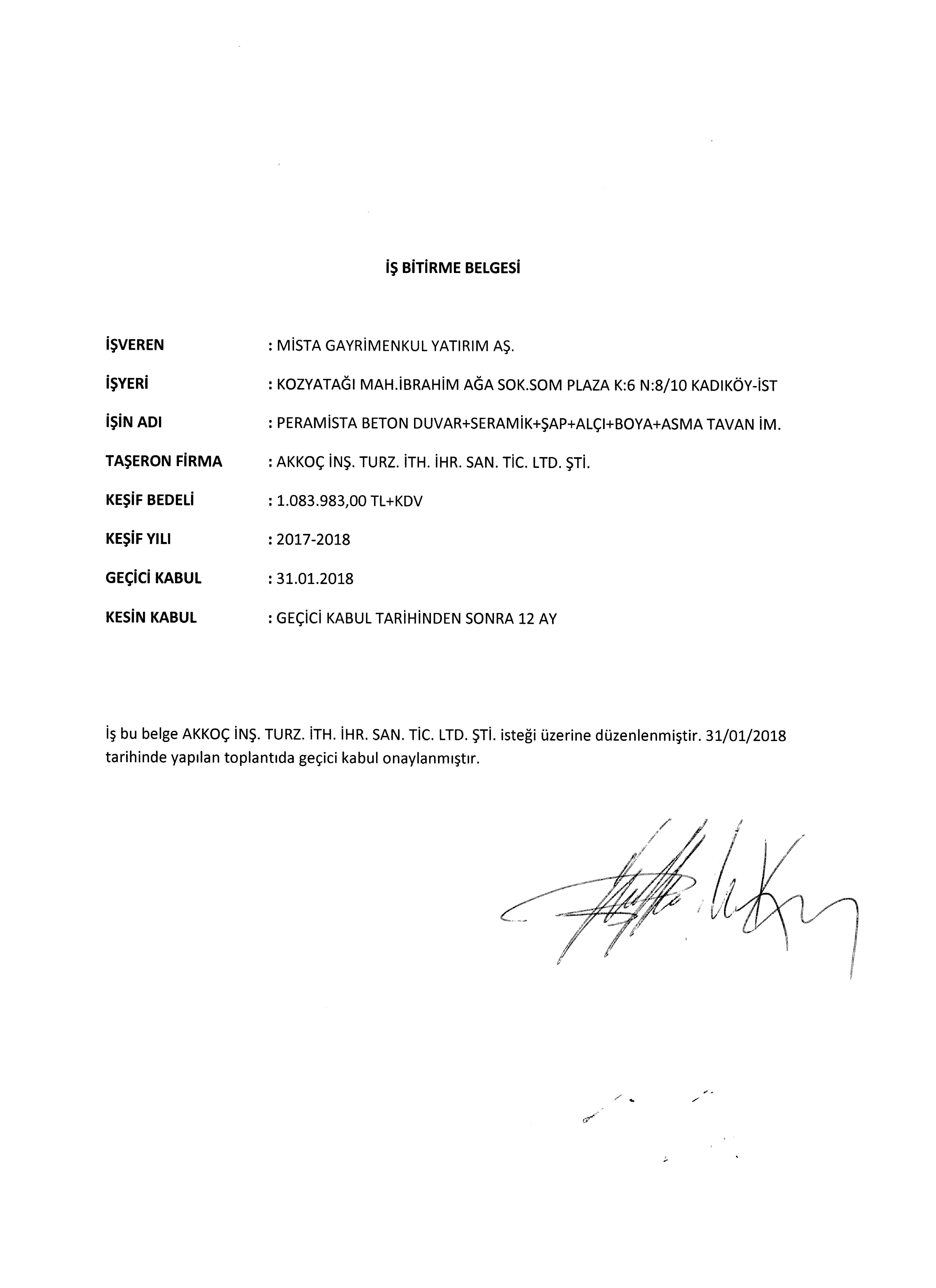 pera mista iş bitirme