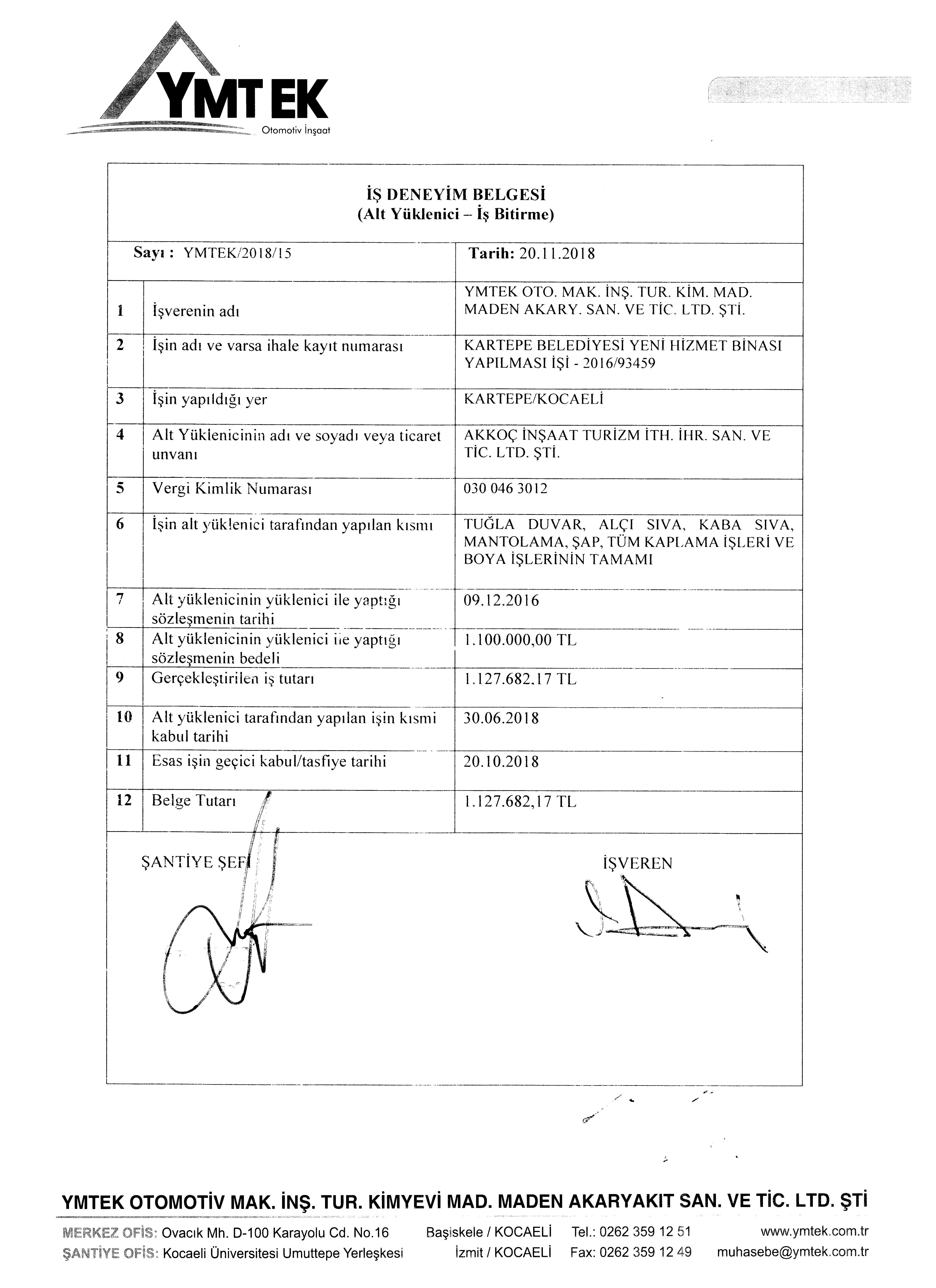 kartepe belediyesi iş bitirme